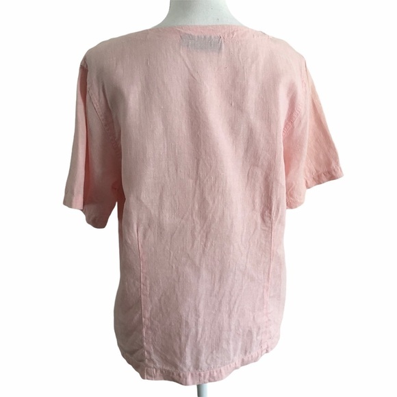 IVY Pink Linen Short Sleeve Pullover Top S… - Picture 9 of 10